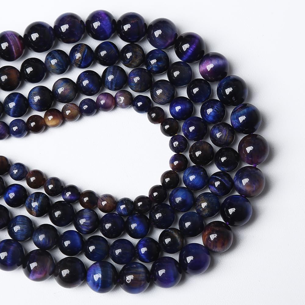 120PCS 6mm AAA Natural Tiger Eye Stone Beads Gemstone Round Spacer Loose Beads for Jewelry Making DIY Bracelet,Necklace, Earrings 2 Strand 32"