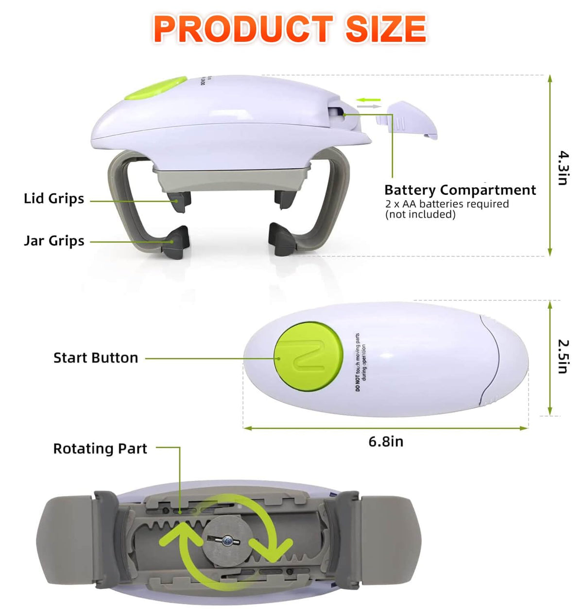 Electric Jar Opener for Arthritis Hands, Automatic Glass Jar Opener for Seniors, Bottle Opener for Weak Hands RA Suffers, Powerful Kitchen Gaget Suitable for Different Sizes of Jars