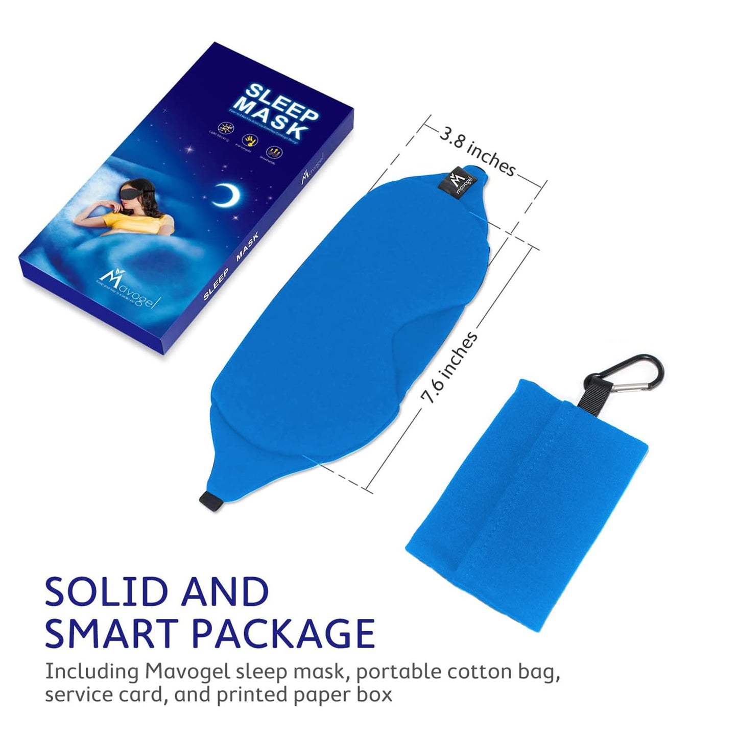 Mavogel Cotton Sleep Mask - Breathable Light Blocking Sleep Eye Mask, Soft Comfortable Night Sleeping Mask for Men Women, Eye Cover for Travel/Shift Work/Nap, Includes Travel Pouch (Cobalt Blue)