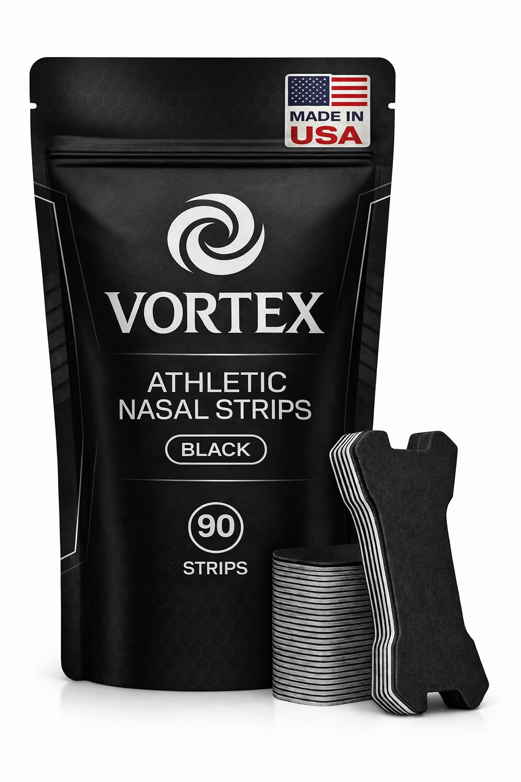 Performance Nose Strips for Breathing (90 Count) - Oil & Sweat Proof Adhesive - Athletic Nasal Strips for Snoring & Sleeping - Black, Wide, Universal Fit, Extra Strength Snoring Solution for Sleep