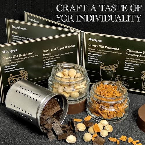 DIY Whiskey Gifts for Men - DIY Whiskey Infusion Set - Whiskey Making Kit - Decanter Set with Botanicals & Wood Chips - Bo...