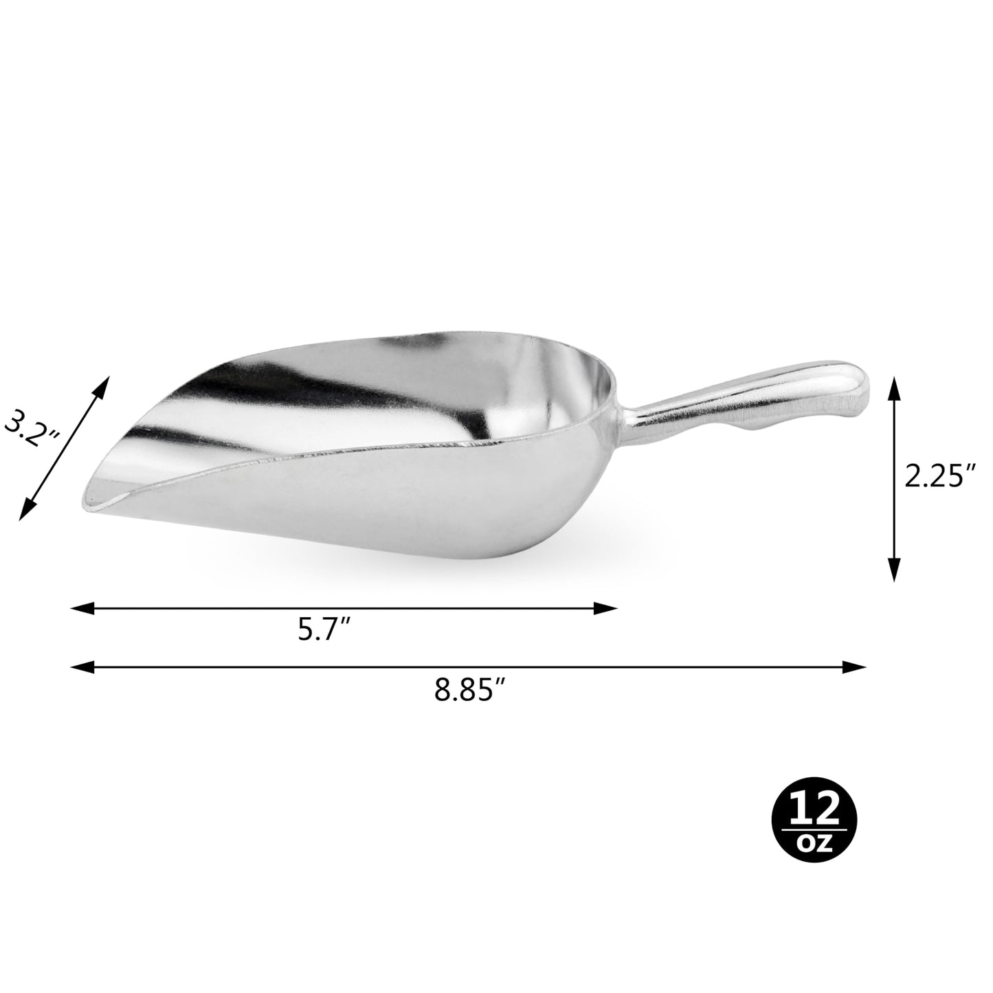 New Star Foodservice 34523 One-Piece Cast Aluminum Round Bottom Bar Ice Flour Utility Scoop, 12-Ounce, Silver (Hand Wash Only)