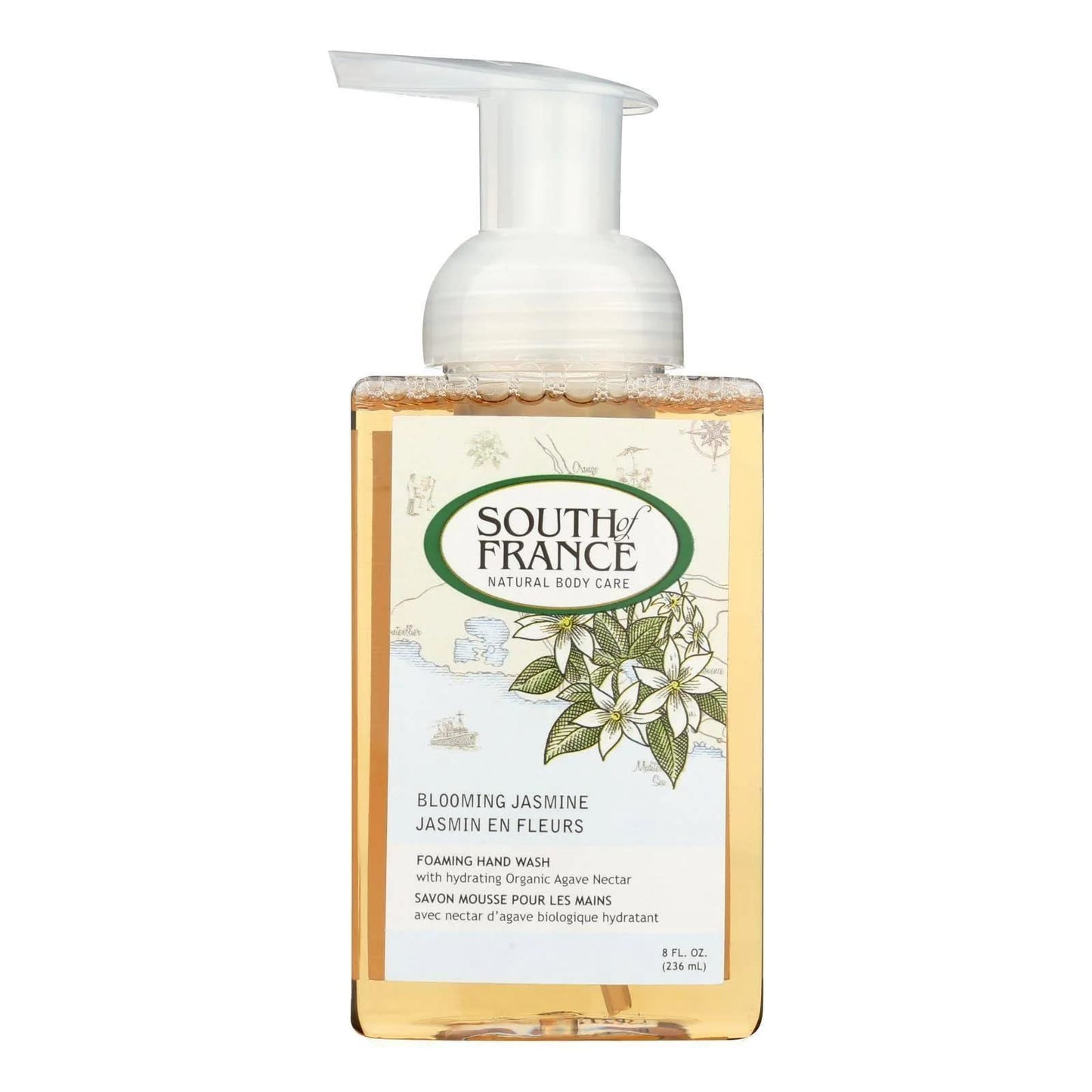 South Of France Foaming Hand Wash With Hydrating Organic Agave Nectar & Blooming Jasmine 8 Oz