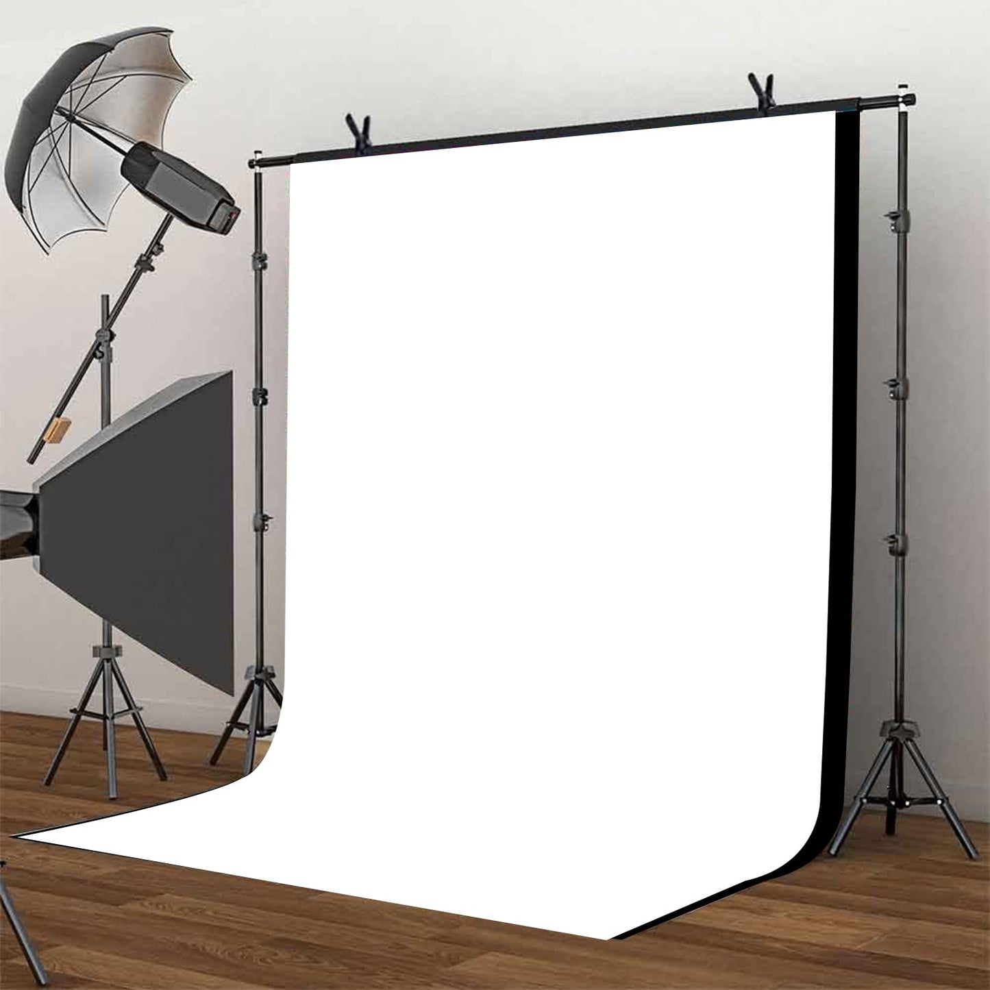 LYLYCTY Black White Photography Backdrop for Photoshoot, 2-in-1 Revisible Black Backdrop White Screen Background for Video Photography Gaming Streaming5x7ft