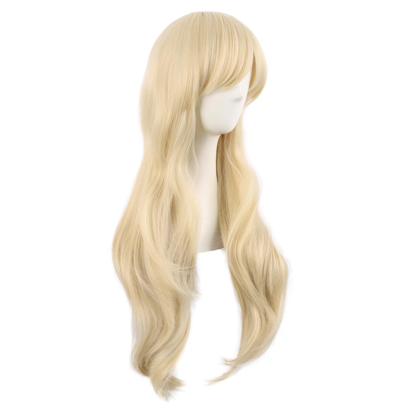 MapofBeauty 28 Inch/70 cm Women Side Bangs Long Curly Hair Cosplay Synthetic Wig (Mixed Blonde)