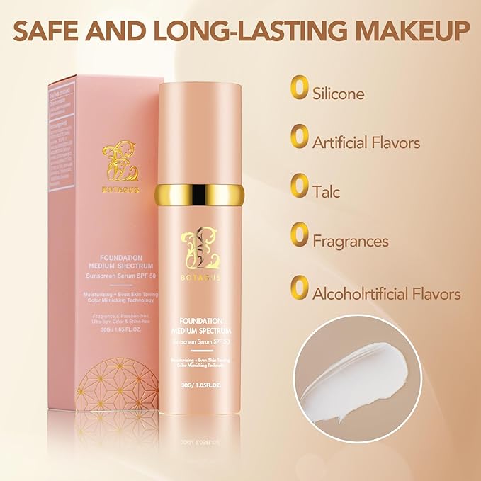 Match Cosmetics Foundation 4 in 1-Medium Spectrum,4 in 1 Cosmetics Foundation Liquid with SPF 50+, Concealer Cosmetic Lightweight Makeup, Longwearing & Waterproof for Makeup（2 Pack）