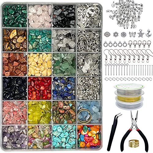 Xmada Jewelry Making Supplies Kit - 1587 PCS Beads, Crystal Beads, Jewelry Pliers, Beading Wire, Earring Hooks, Rings, Bra...