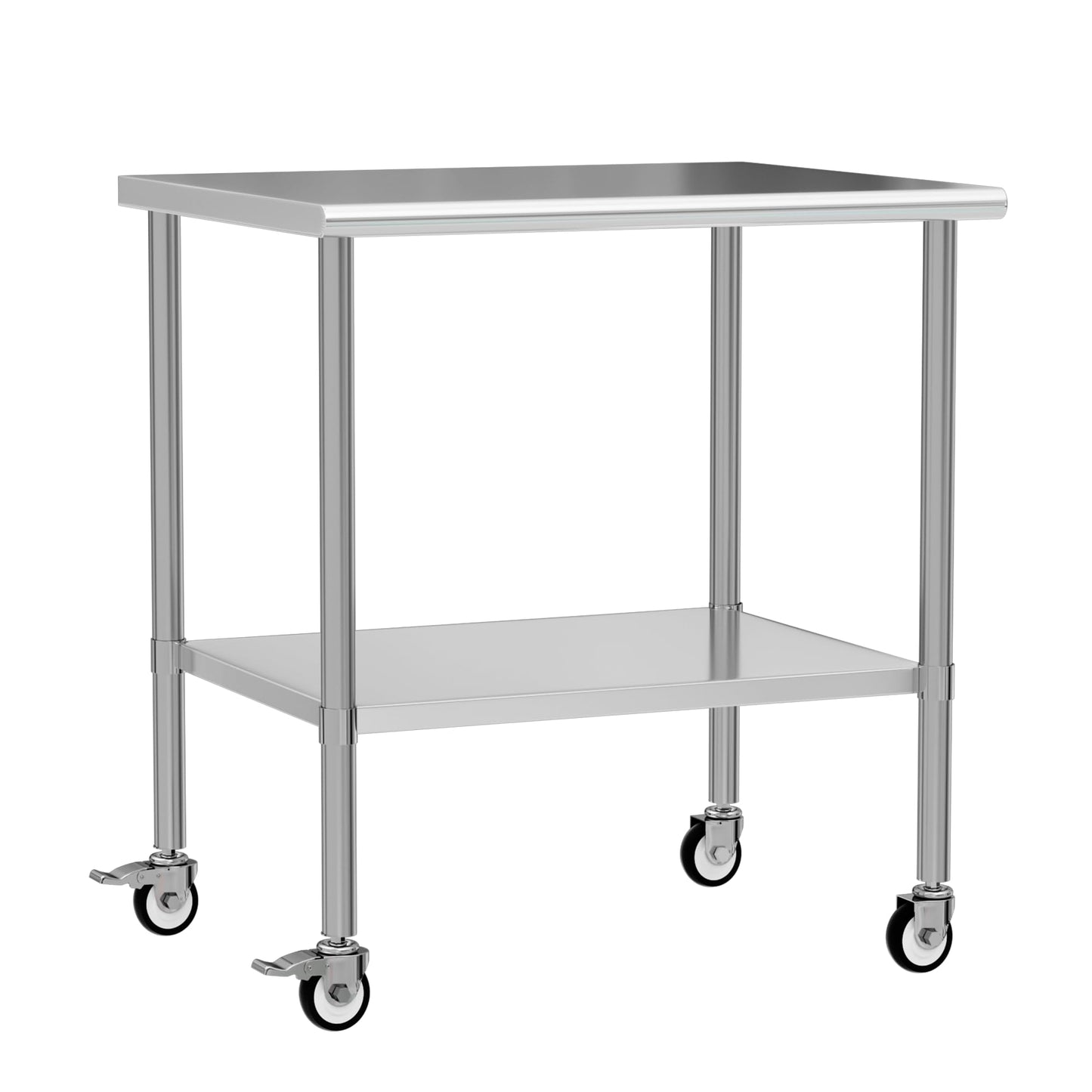 Chingoo Stainless Steel Work Table with Wheels, 30x36 Inch NSF Kitchen Prep Table with Adjustable Undershelf for Commercial Restaurant, Garage, Outdoor BBQ