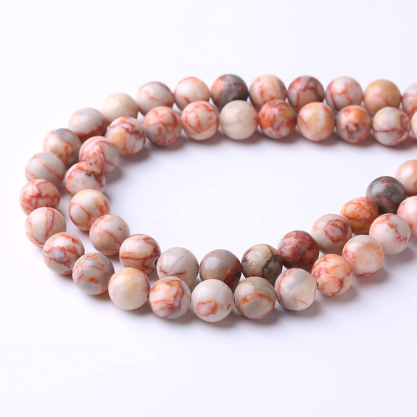 60PCS 6MM Red Network Stone Beads Energy Healing Beads for DIY Jewelry Bracelet Necklace Making for Jewelry Making 15Inch