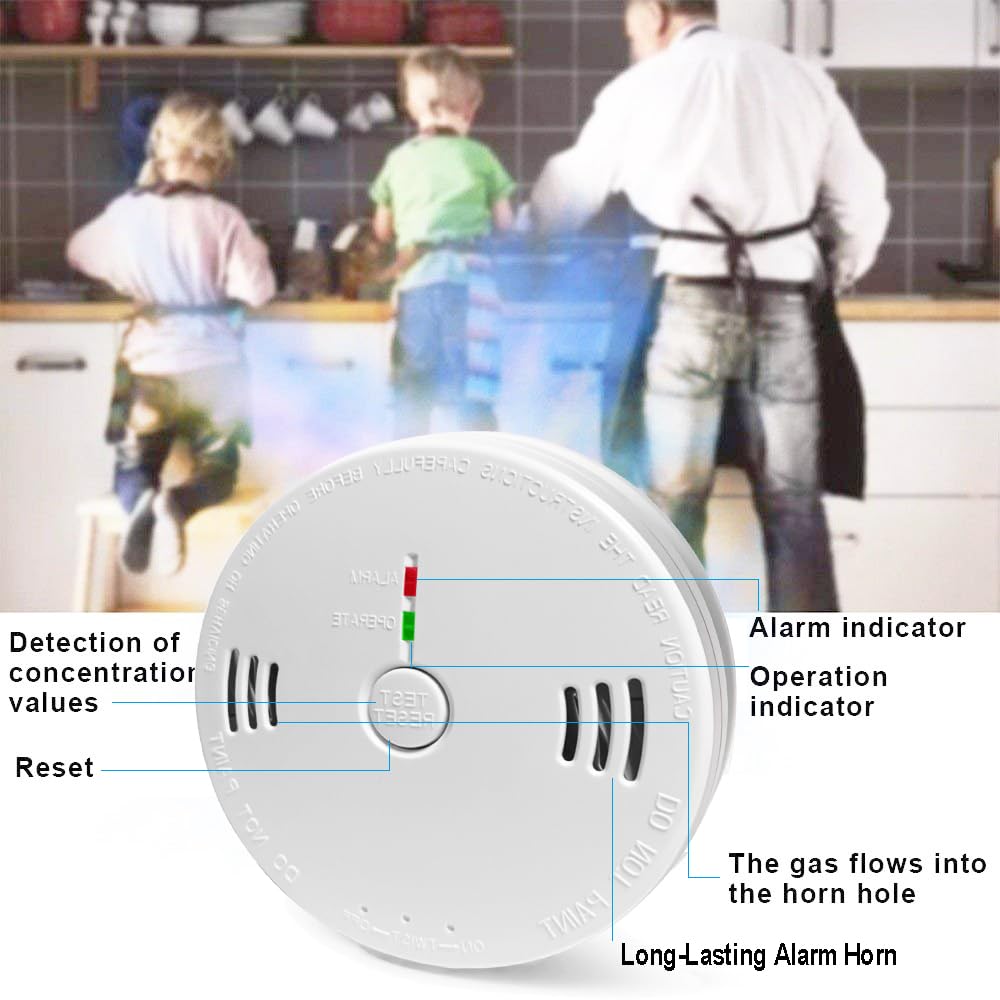 Combination Smoke and Carbon Monoxide Detector Alarm, Beeps Warning Smoke and CO Alarms for Basements Travel Home Office House Bedroom Living Room Car, Battery Operated,Comply with UL 217/2034, 1-Pack