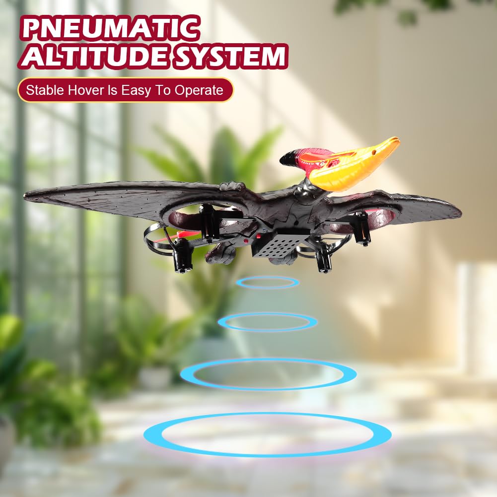 Pterodactyl Drone Dragon Toys Drones for Kids and Adults Easy to Flying Dinosaur Toys Remote Controlled Aircraft for Beginners Hobby RC Plane Toys Birthday Gifts for Boys 8-12