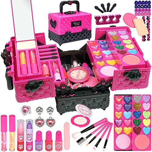 Kids Makeup Kit for Girl - 52 PCS Safe and Washable Makeup for Kids, Real Girls Makeup Kit, Toddler Makeup Kit with Cosmet...