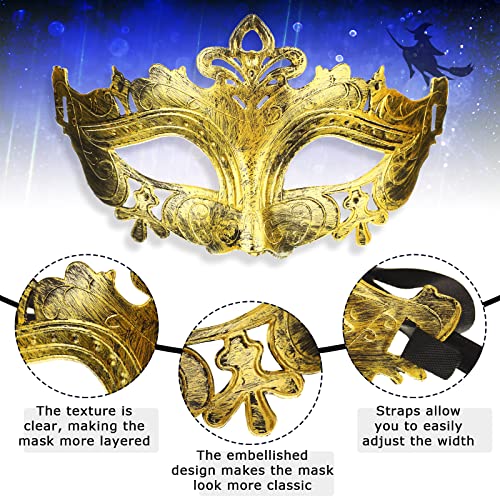 Yunsailing 40 Pcs Masquerade Mask Bulk Vintage Mardi Gras Masks Antique for Venetian Ball Christmas Cosplay Performance Pr...