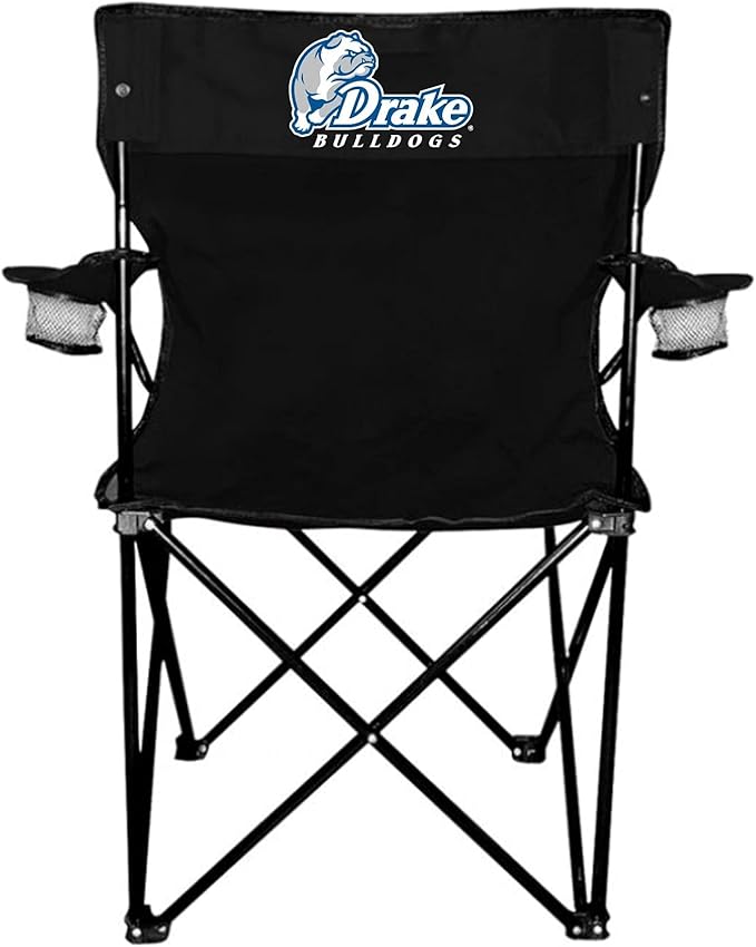 VictoryStore Outdoor Camping Chair - Drake University Bulldogs Black Folding Camping Chair with Carry B