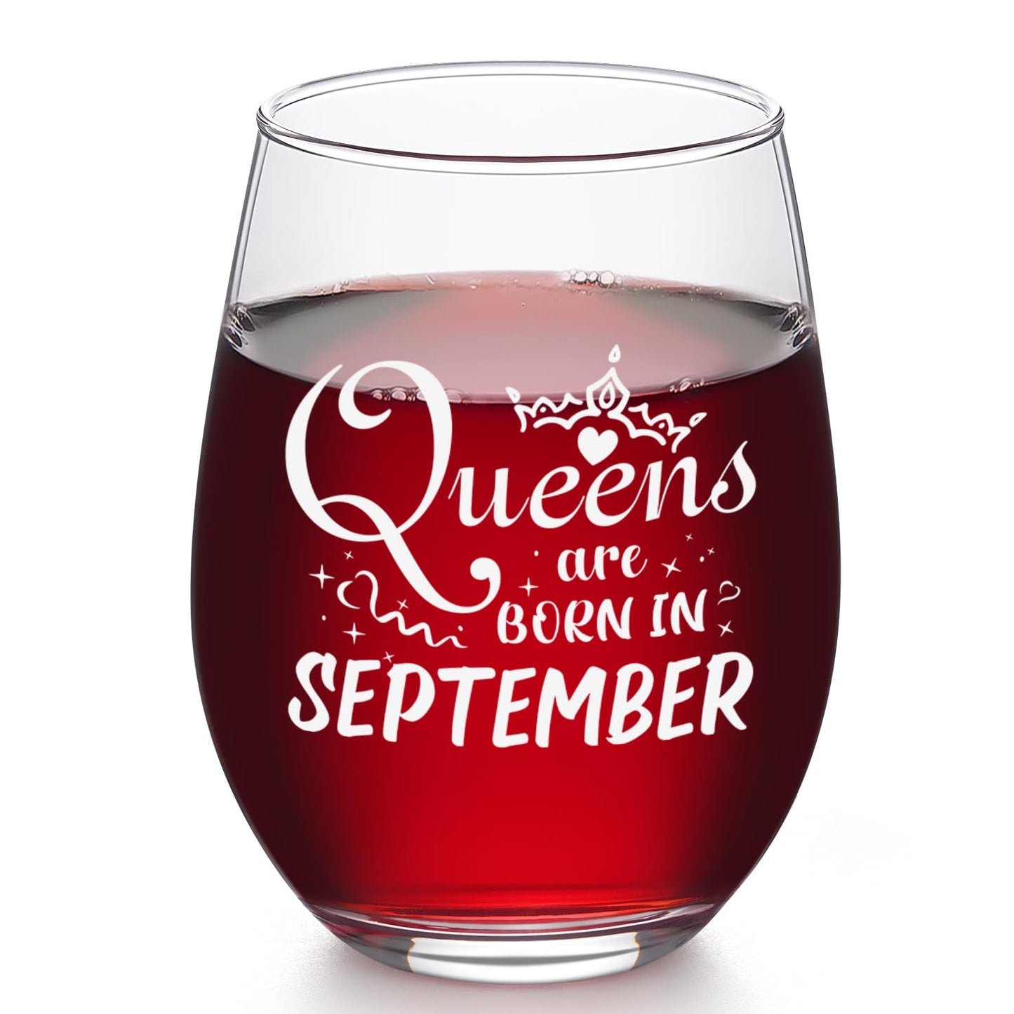Futtumy Birthday Gifts for Women, Queens Are Born in September Wine Glass, Funny September Birthday Gifts for Daughter Mom Her Wife Sister Friend Girlfriend, Virgo Libra Presents for Women, 17oz/500ml