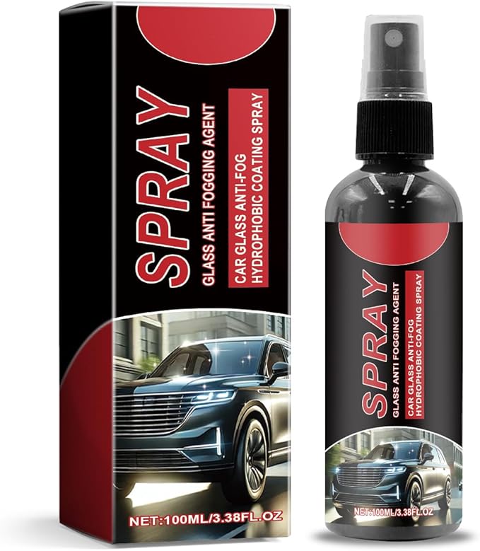 Auto Glass Cleaner Spray for Windshield Windows Mirrors, Anti-Fog Prevents Buildup, Streak-Free Versatile Automotive Window Cleaner Car Glass Clean Spray, 3.38 fl oz
