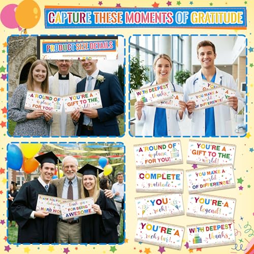 Tinlade 24 Designs Employee Appreciation Photo Booth Props 11 x 5.5 Inch We Appreciate You Party Decor Thank You Prop PVC ...