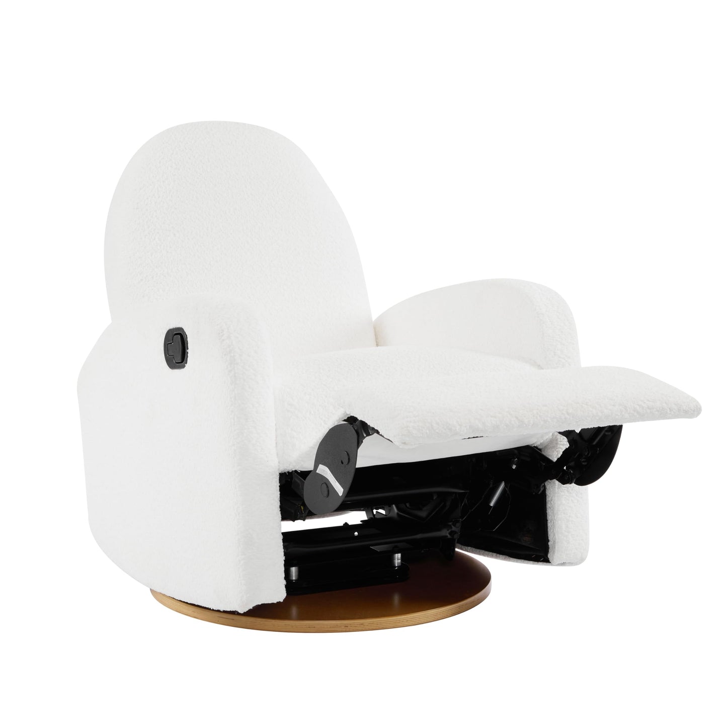 Christopher Knight Home Sidney Boucle Fabric Upholstered 360° Swivel Chair, Push-Back Recliner, Solid Wood Glider Recliner with Rotation, Living Room Lounge Chair, Adjustable Backrest, Milky White