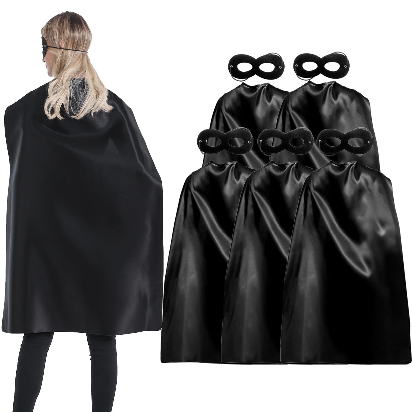 ADJOY Superhero Capes and Masks for Adults Teenagers Men & Women - Dress Up Superhero Party Costumes for Team Building (Black * 5 Sets)