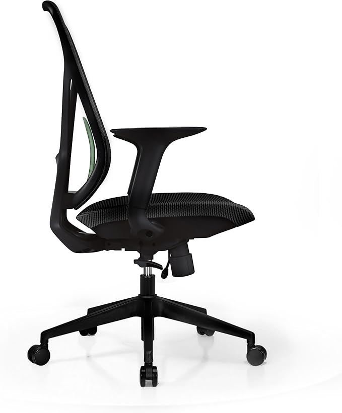 Ergonomic Home Office Chair – Breathable Mesh, Built-in Lumbar Support, Adjustable Arms & Smooth Wheels, Up to 270lbs (Black)