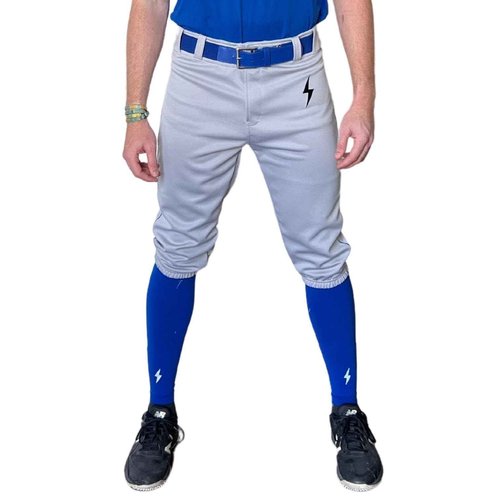 BRUCE BOLT Youth Premium Pro Boys' Grey w/Royal Baseball Knicker Pant - Youth XLarge - 26" to 30"