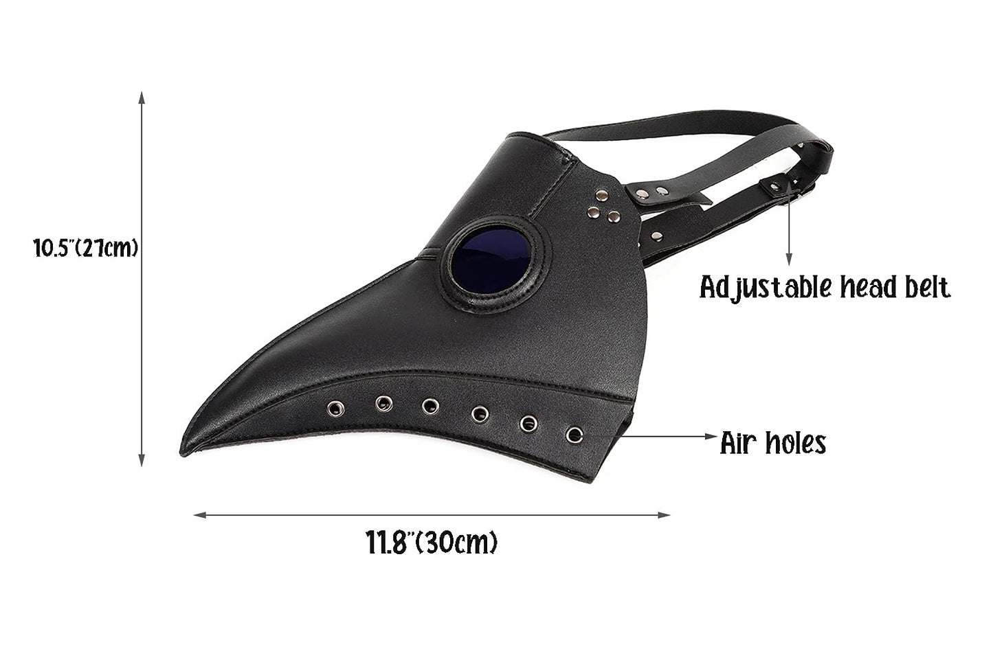 Raxwalker Plague Doctor Halloween Mask - Steampunk Raven Prop for Men and Boys - PU Leather Long Beak Cosplay Costume Scream Mask(Black)