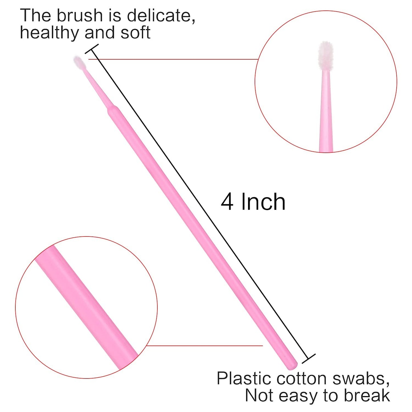 Akstore 600 PCS Disposable Micro Applicators Brush Eyelash Extension (Pink)