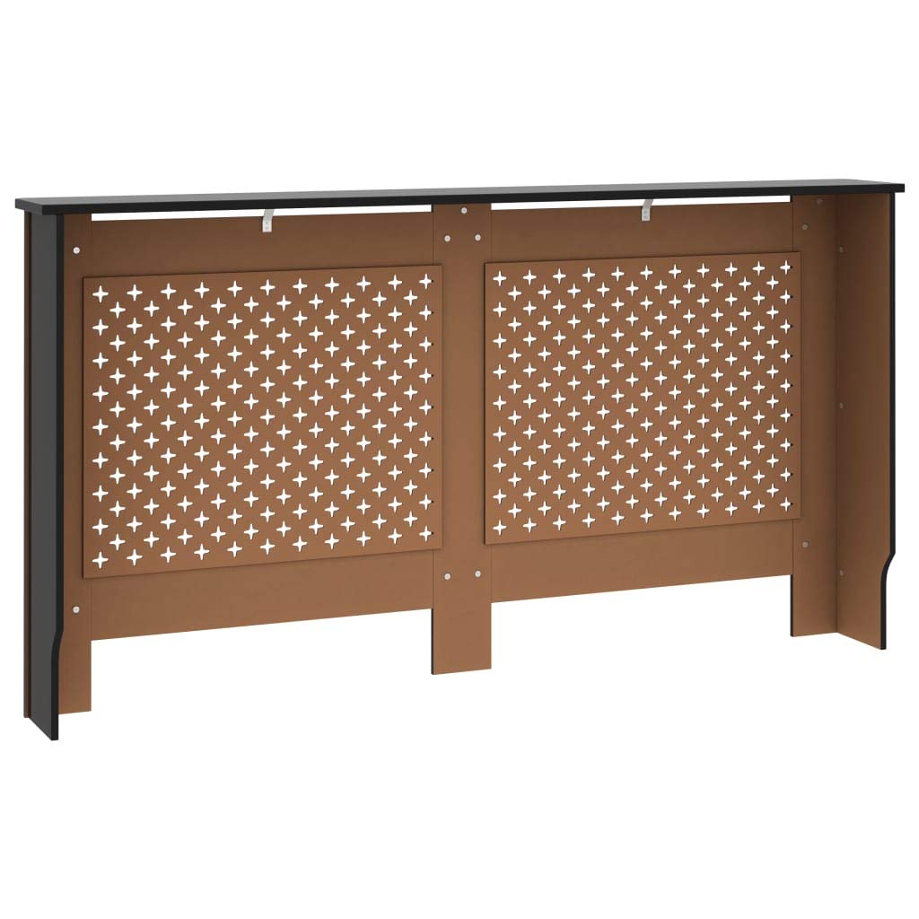 vidaXL Black Radiator Cover with Modern Slatted Design - Durable MDF Material - Easy to Assemble - Provides Additional Shelf Space
