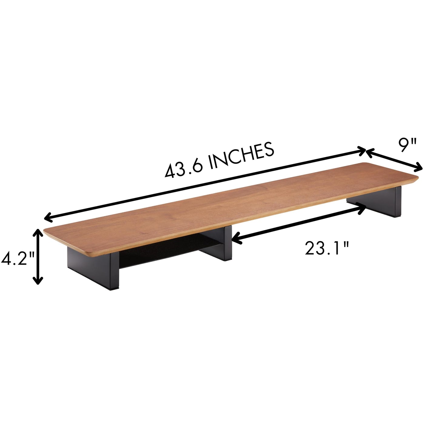 Ive Design Walnut Monitor Stand For Desk (44 Inch) Large Monitor Stands For 2 Monitors, Desk Shelf For Top Of Desk Walnut Monito