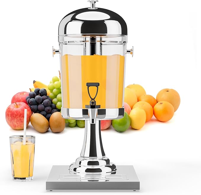 ROVSUN 2.2 Gallon/ 8.3L Beverage Dispenser, Drink Dispenser Water Juice Dispenser Stainless Steel with Ice Container, Stan...