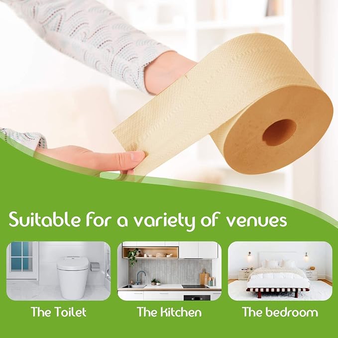 WBM Care Bamboo Toilet Tissue, Strong & Flexible 3-Ply, All Natural Tree Free and Septic Safe Paper Towels, 208 Sheets Each Roll, Total 6240 Sheets, 30 Rolls