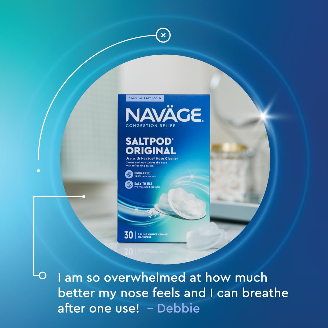 Navage SaltPod Bundle – 3 Packs of 30 (90 SaltPods), Saline Refills Nasal Irrigation System, Sinus Rinse and Saline Pods for Fast and Soothing Relief