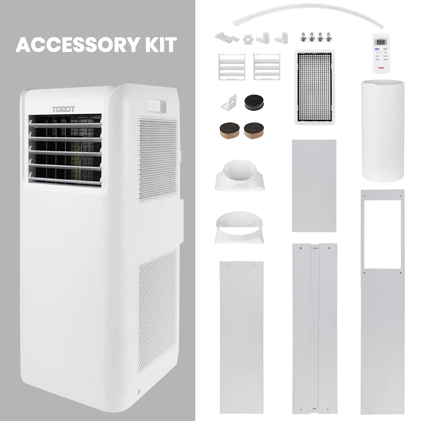 TOSOT 9,500 BTU Air Conditioner Easier to Install, Quiet and 3-in-1 Portable AC, Dehumidifier, Fan for Rooms Up to 300 sq ft, Aovia Series, White