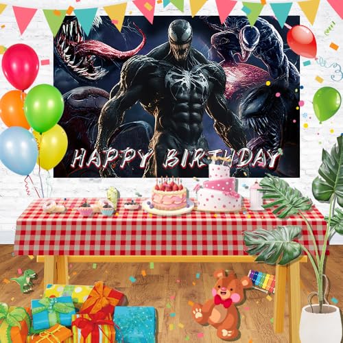 Super Hero Backdrop for Happy Birthday Party Decorations Venom Background for Baby Shower Party Cake Table Decorations Sup...