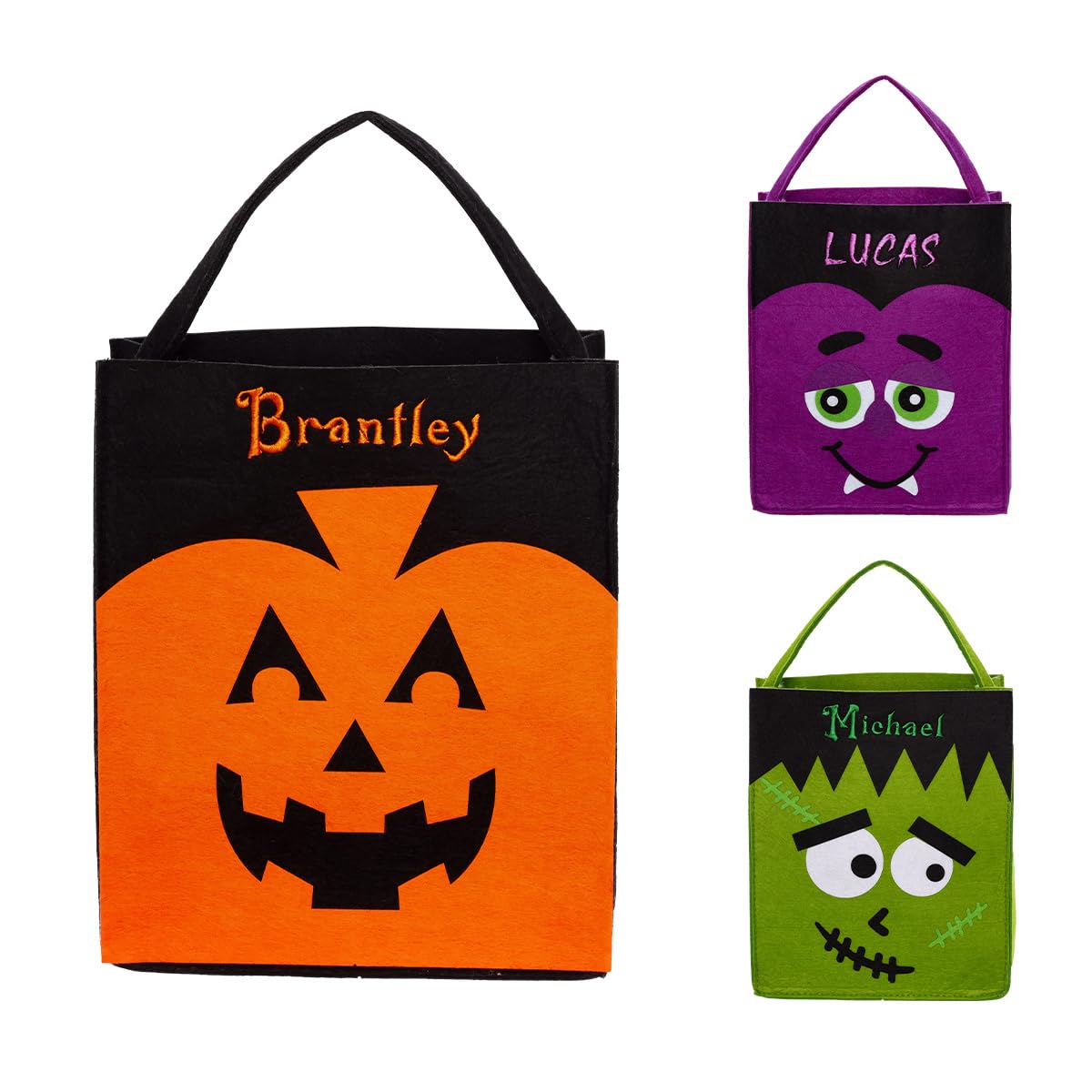 guccde Personalized Halloween Trick or Treat Bags for Kids, Custom Name Halloween Candy Bags (Bag-Felt)