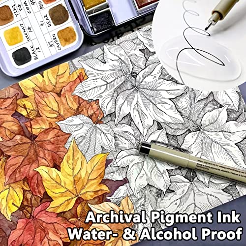 Muchcute Micro Fineliner Drawing Art Pens: 12 Black Fine Line Waterproof Ink Set Artist Supplies Archival Inking Markers L...