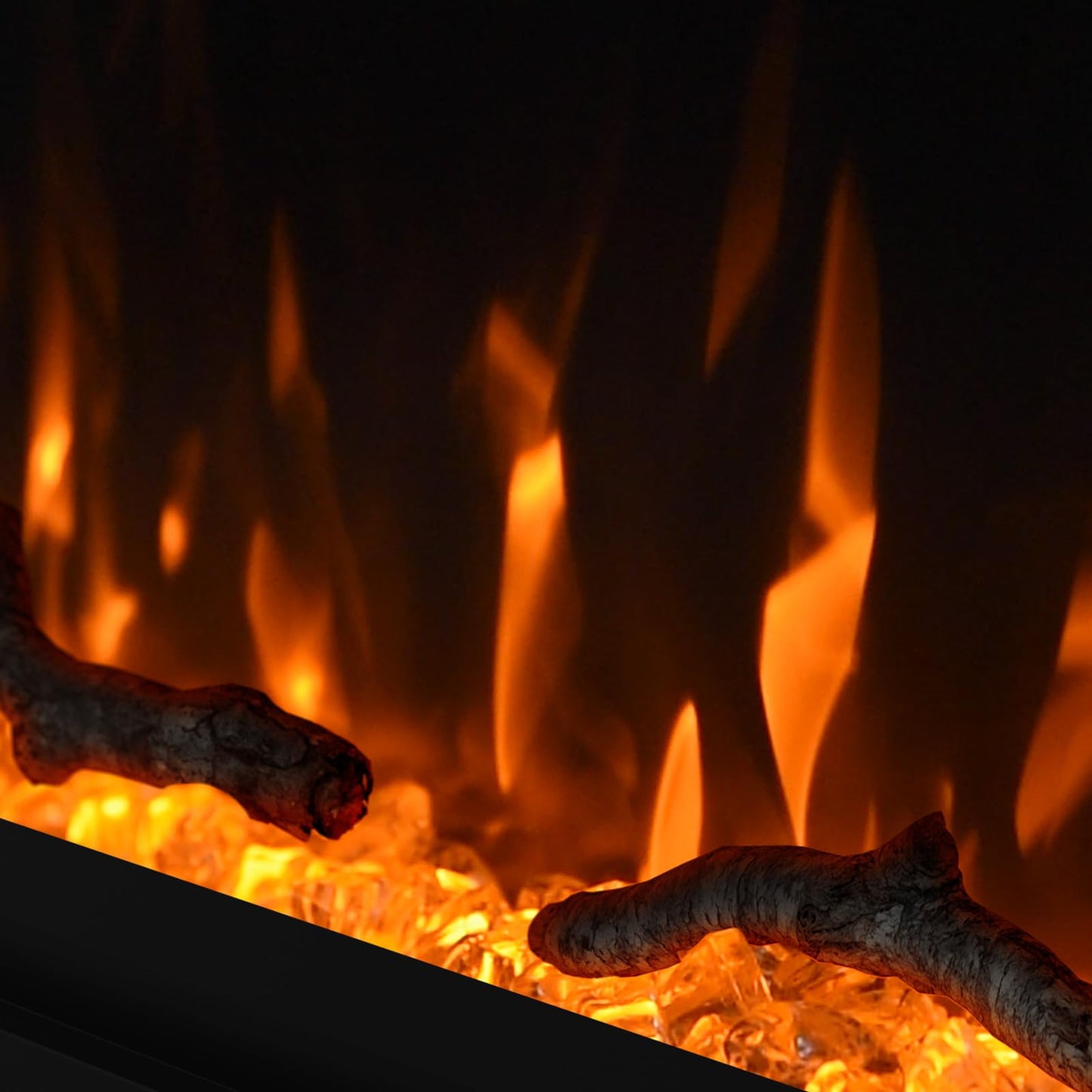 40 inch Electric Fireplace, 4.3" Ultra-Thin Electric Fireplace Inserts, Ultra-Narrow Frame, Wall Mounted and Recessed Fireplace, Log & Crystal, Touch Screen & Remote Control, 1500W