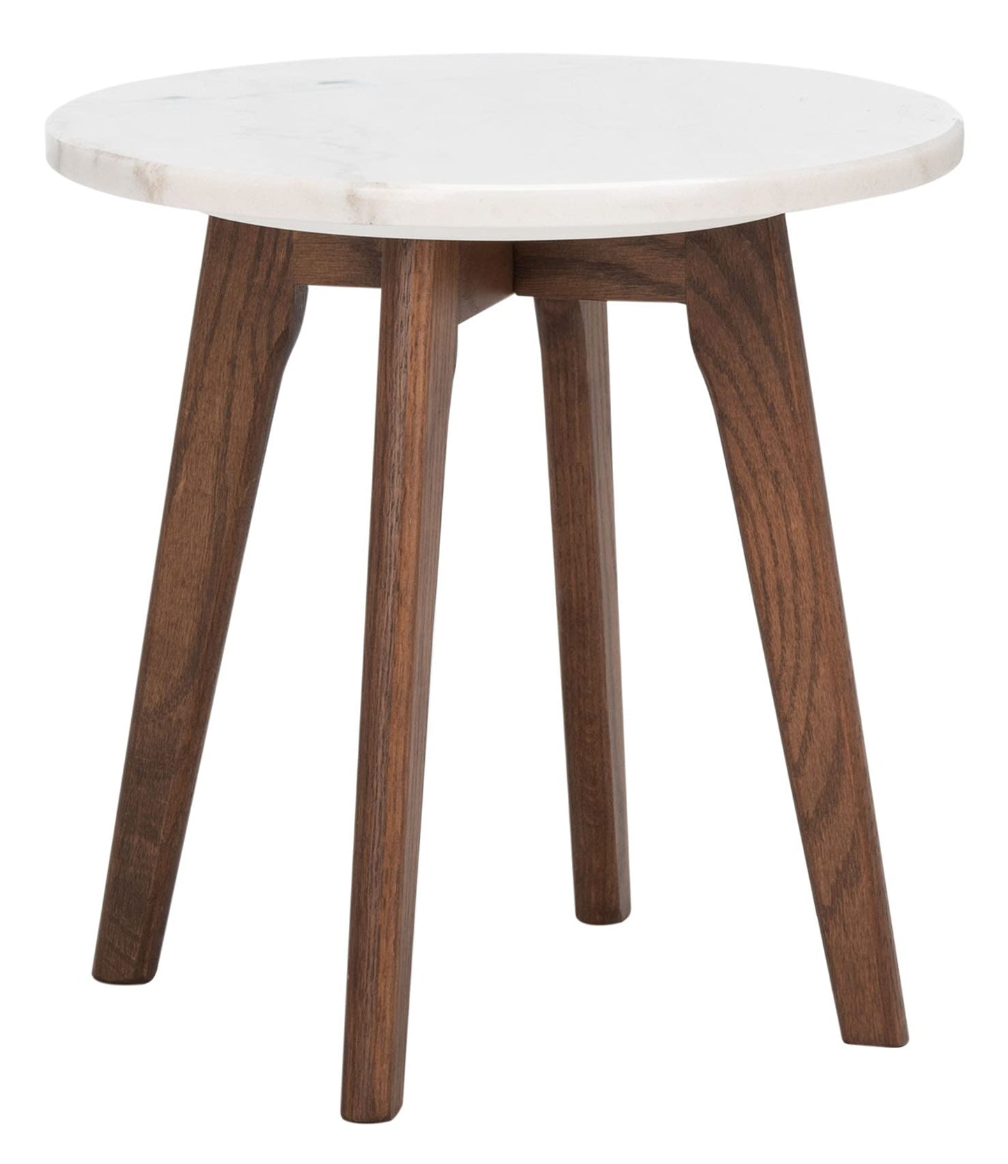 SAFAVIEH Home Collection Marini Marble/Walnut Round Top Accent End Table