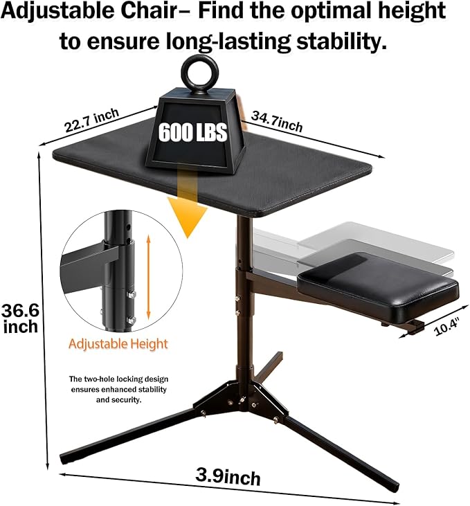 RogueArm Height Adjustable Shooting Table with 360 Degree Rotation Padded Seat, Portable Shooting Bench with Stable and Foldable Base,Shooting Platform for Outdoor, Range, Shooting and Cleaning