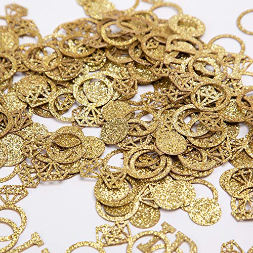 Gold Wedding Table Confetti,Glitter Paper Diamond Ring Confetti, I Do Engagement Party Table Scatter,Bachelorette Bridal S...