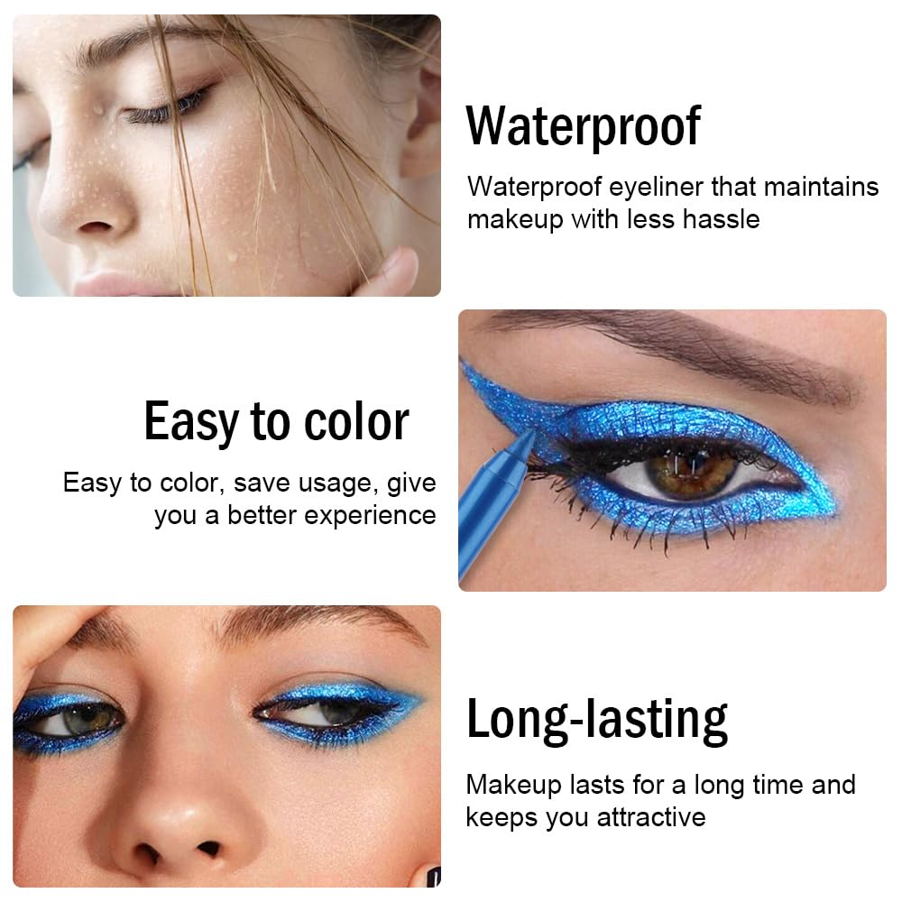 Kaely Gel Eyeliner Pencil for Women, Deep Sea Blue Eye Liner Waterproof Smudge Proof with Sharpener, Waterline Eye Makeup Liners
