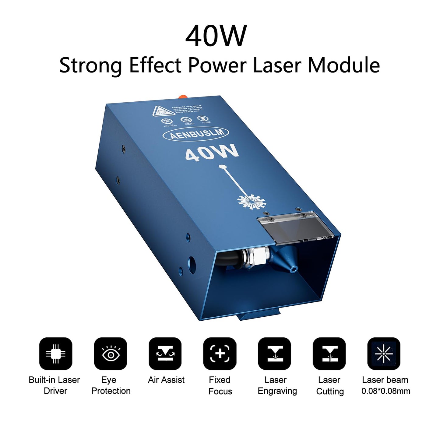 AENBUSLM 40W Laser Module,Built-in Air Assist,5.5W(5500mW) Output Power,Built-in FAC,Compressed Spot CNC Carving DIY Laser Master for Laser Cutter Laser Engraver Machine,Class 4