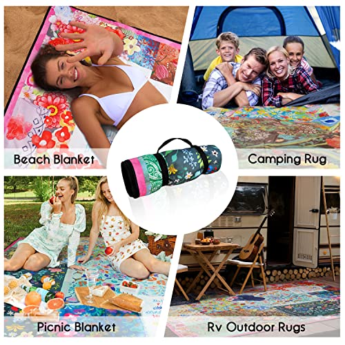 Cuslnox Picnic Blankets Waterproof Foldable Extra Large,80"x 60" Outdoor Beach Blanket Waterproof Sandproof,3-Layer Lightw...