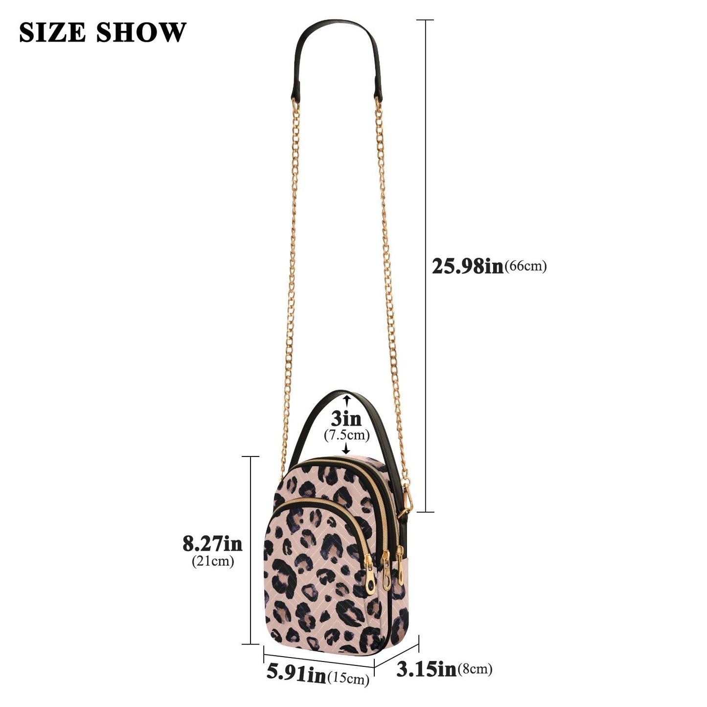 senya Pink Black Leopard Crossbody Handbags for Women Casual Leather Shoulder Phone Purse