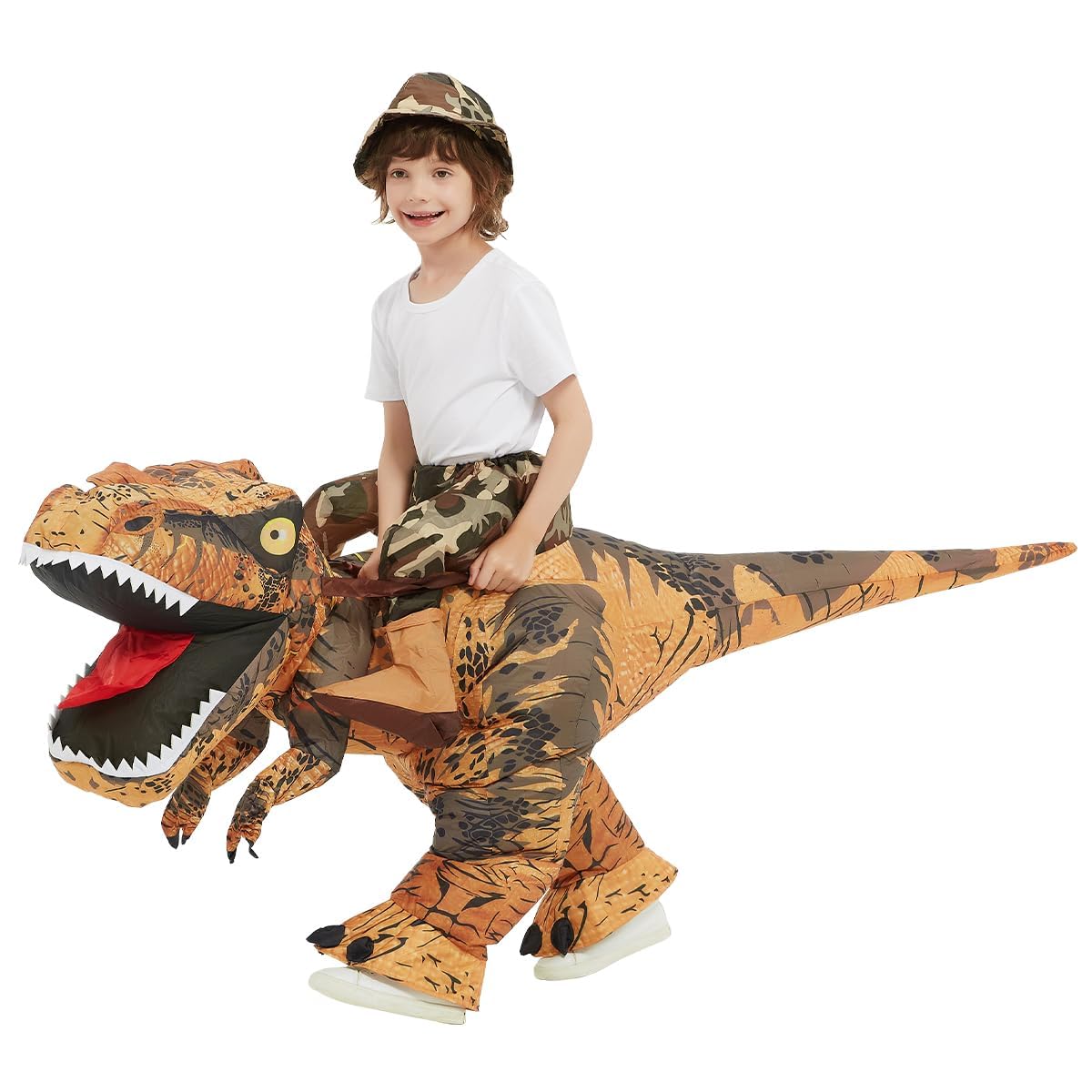 GOOSH Inflatable Dinosaur Costume Kids –Halloween Party Blow up T Rex Outfit, Breathable Fabric, Lightweight & Flexible for Cosplay, Parades (4-6Yrs)
