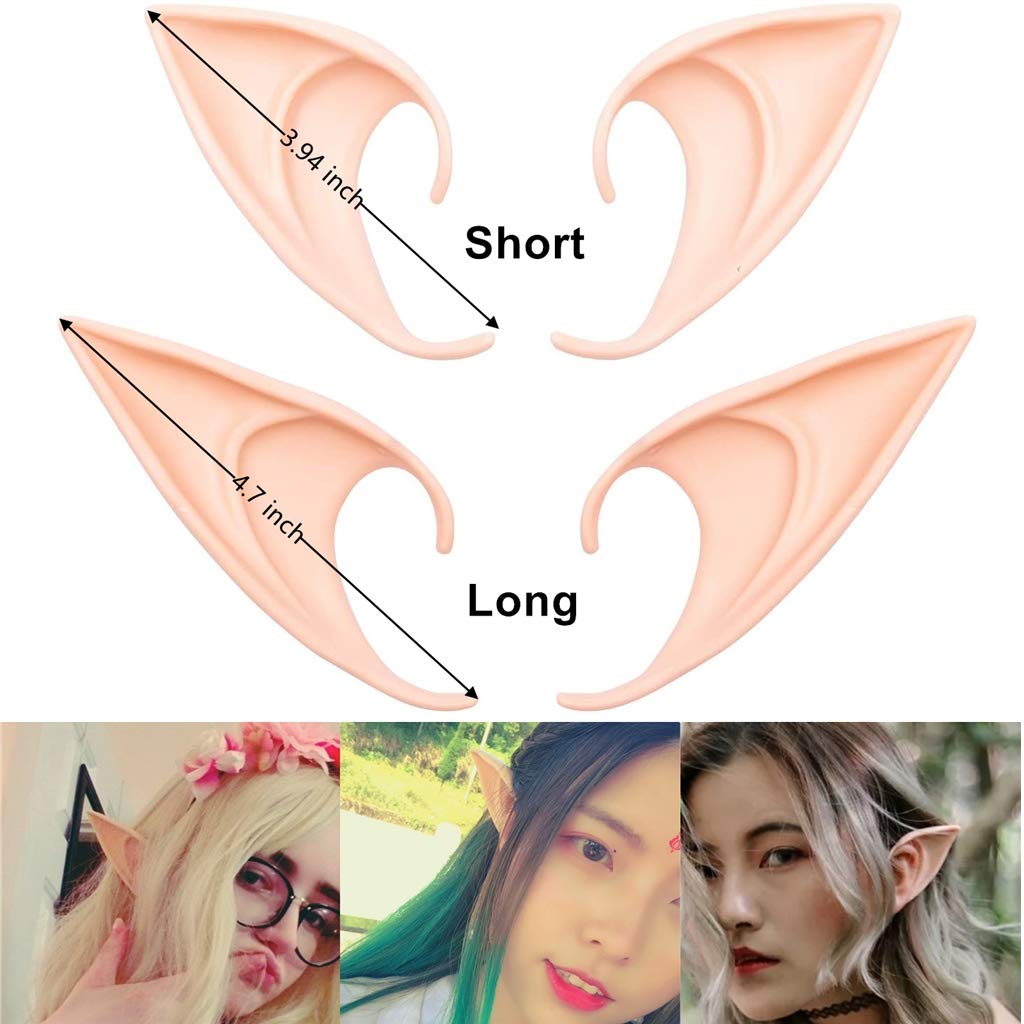 GREAT&LUCKY Cosplay Fairy Pixie Elf Ears - Soft Pointed Tips Anime Party Dress Up Costume Masquerade Accessories for Halloween Christmas Party ,2 Pair