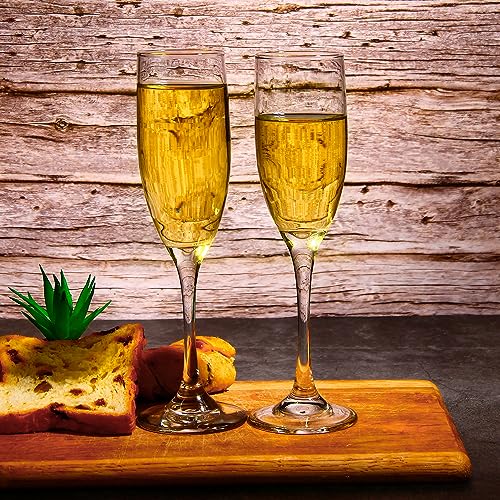 UMEIED 6 Oz Classic Champagne Flutes Set of 16, Long Stemmed Crystal Clear Champagne Glasses, Sparkling Wine Glasses for H...