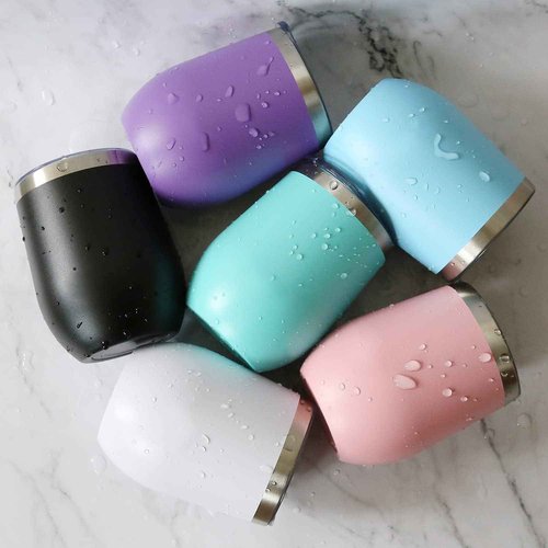 Deitybless 12oz Wine Tumbler with Lid Stainless Steel Wine Tumbler Cups Double Wall Vacuum Insulated Travel Mugs Stemless Cup