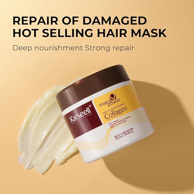 Karseell Collagen Hair Treatment Mask, Argan Oil Set for Deep Repair Conditioning of Damaged, Dry and All Hair Types, 16.9floz + 1.69floz