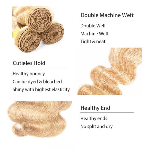 26 28 30 inch P27/613 Human Hair Bundles Blonde Body Wave Bundles #27 Human Hair Bundle #27 Mixed With #613 Bundle